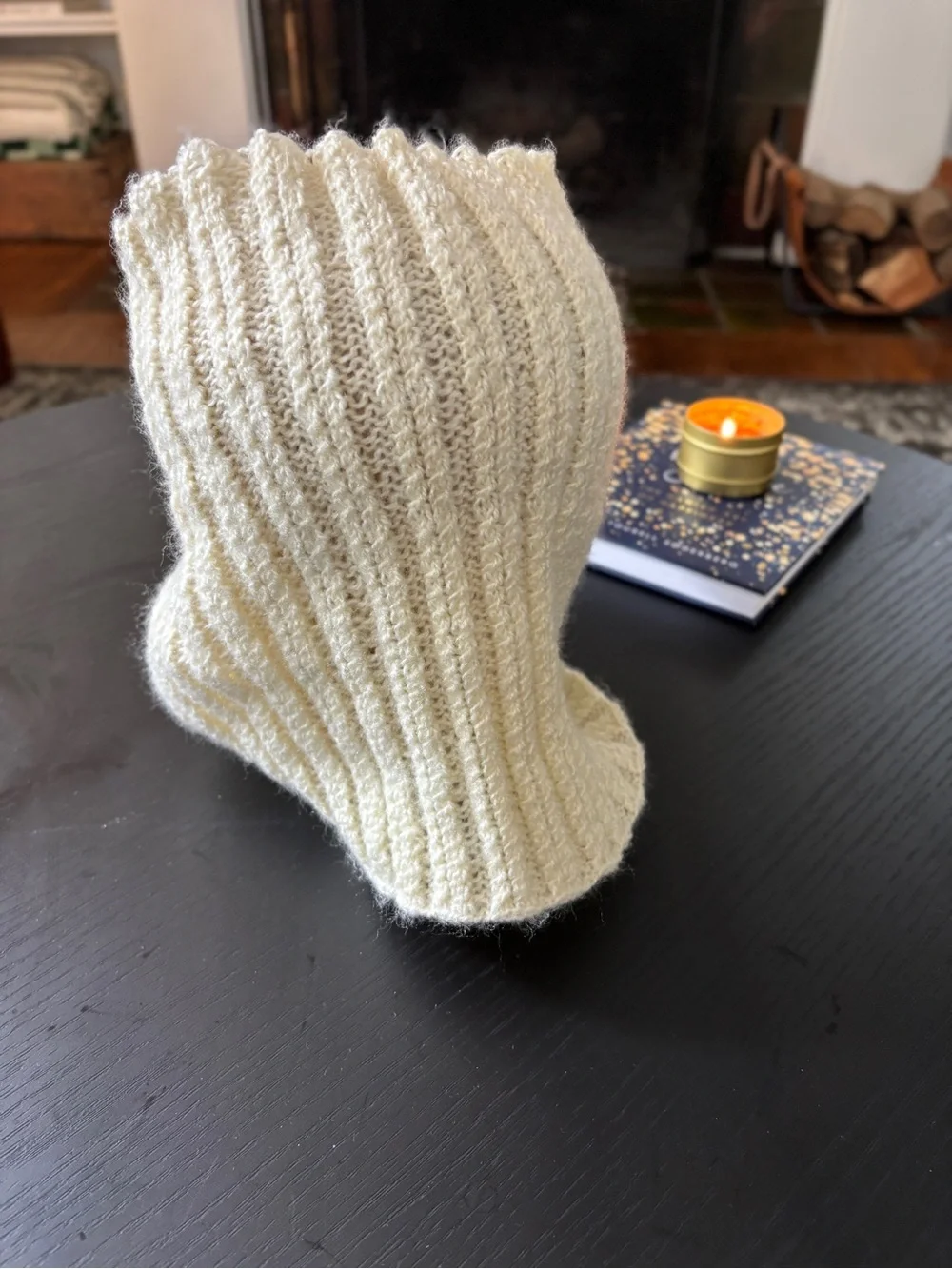 Handmade Soft Cream Knit Cowl Infinity Scarf